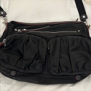 MZ Wallace Black Crossbody Bag with Red Accents